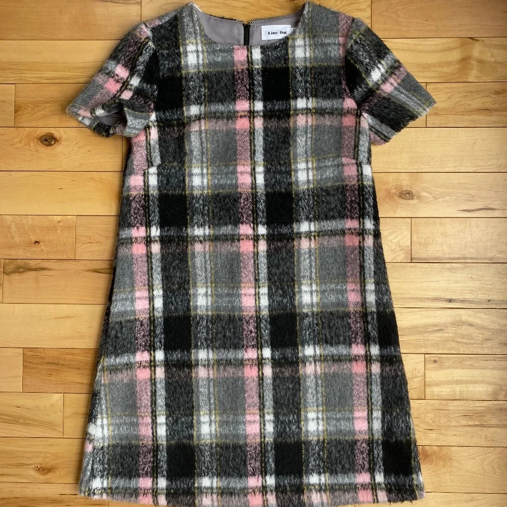{Anthro} Line & Dot Frontier Plaid‎ Dress S